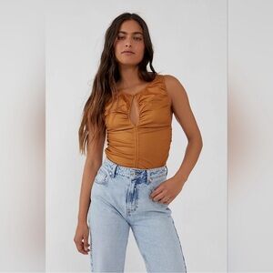 Free People Ride Along Rouched Crop Tank NWT